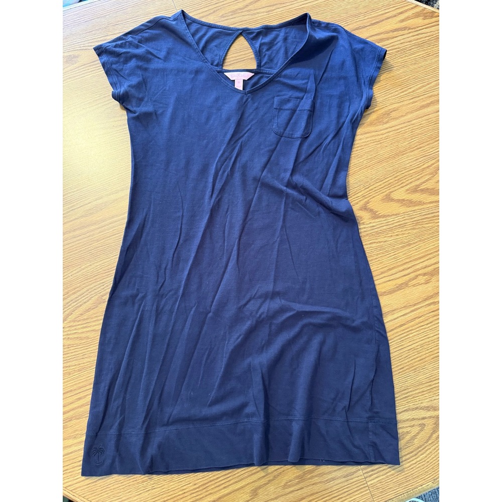 Lilly Pulitzer Navy Blue Pima Cotton Keyhole Back T-Shirt Dress XS